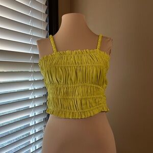 DO+BE Vibrant Bitter Yellow Smocked Crop Top